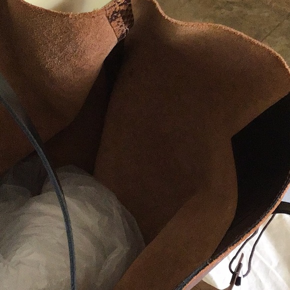 Joie Women’s Sunday Leather Tote Mahogany Rustic Snake - Picture 5 of 10